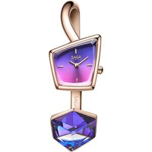 Women's Purple Cuff Bangle Quartz Watch Shaped Mineral Case Stainless Steel